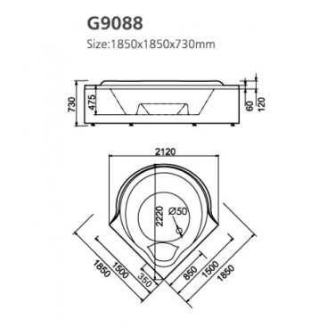 Ванна с гидромассажем Gemy G9088 B 185х185