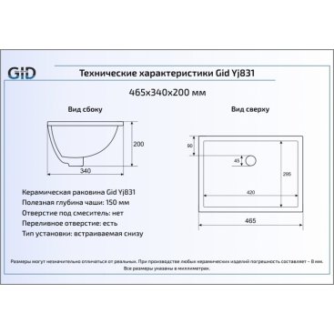 Раковина Gid NY J831