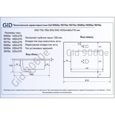 Раковина Gid 9060Е