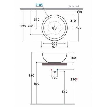 Раковина Globo Forty3/Bowl SC042.BI*0 40 см