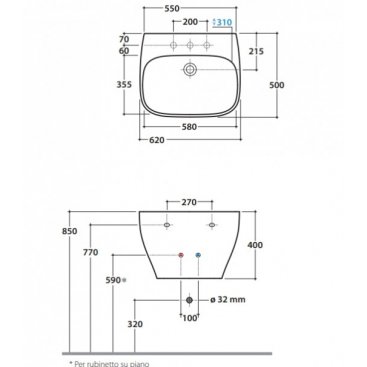 Раковина Globo Genesis GE061.BI*0 62 см