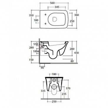 Комплект унитаз Globo Relais RES02.B28 + биде RES09.B28