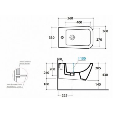 Биде подвесное Globo Stone STS09.BI*1