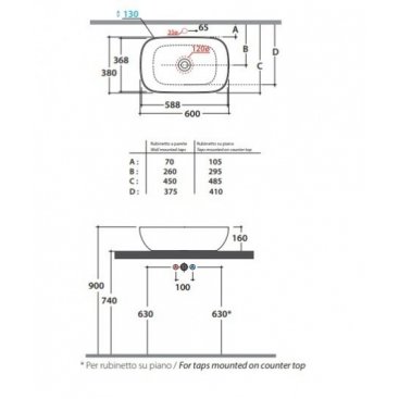 Раковина Globo T-Edge B6R60.BI 60 см