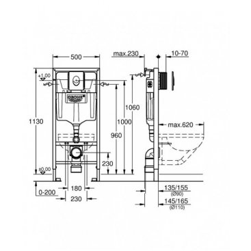 Инсталляция для унитаза Grohe Rapid SL 38750001 с панелью смыва