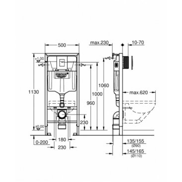 Инсталляция для унитаза Grohe Rapid SL 38775001 с панелью смыва