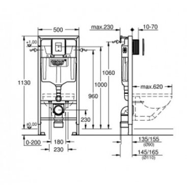 Инсталляция для унитаза Grohe Rapid SL 38827000 с панелью смыва