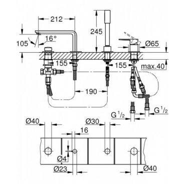 Смеситель для ванны Grohe Lineare New 19577DC1