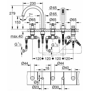 Смеситель на борт ванны Grohe Atrio New 19923DC3