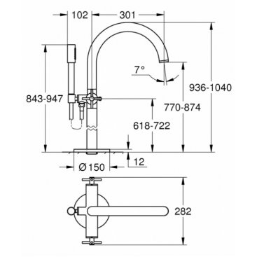 Смеситель для ванны напольный Grohe Atrio New 25044003