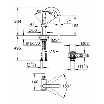 Смеситель для раковины Grohe Atrio New 32043003