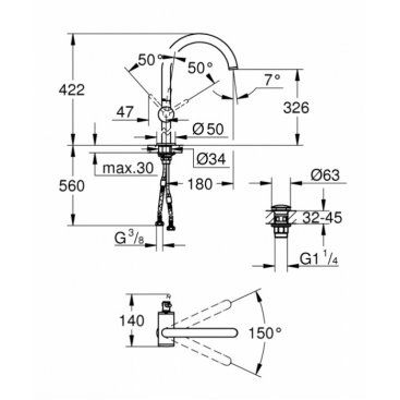 Смеситель для раковины Grohe Atrio New 32647003