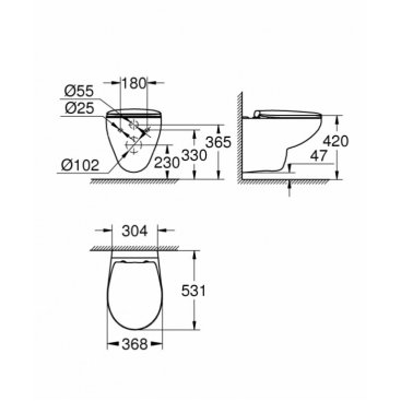 Унитаз подвесной Grohe Bau Ceramic 39351000