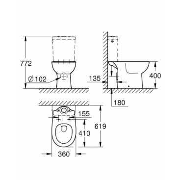 Унитаз-компакт Grohe Bau Ceramic 39428000+39437000