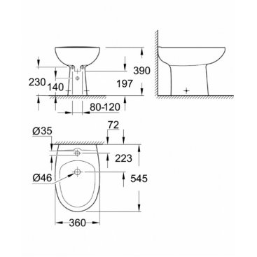 Биде напольное Grohe Bau Ceramic 39432000