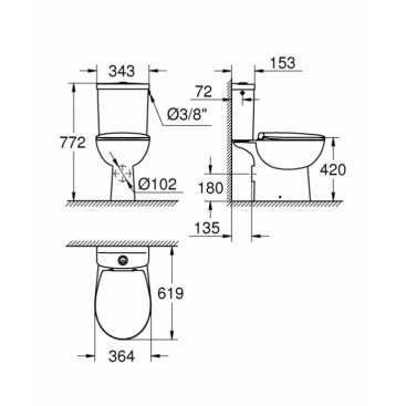 Унитаз-компакт Grohe Bau Ceramic 39496000