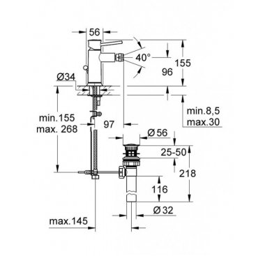 Смеситель для биде Grohe Bau Classic 32864000