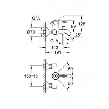 Смеситель для ванны Grohe BauClassic 32865000