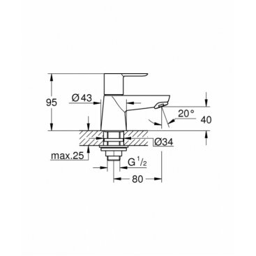 Кран для раковины Grohe BauEdge 20421000