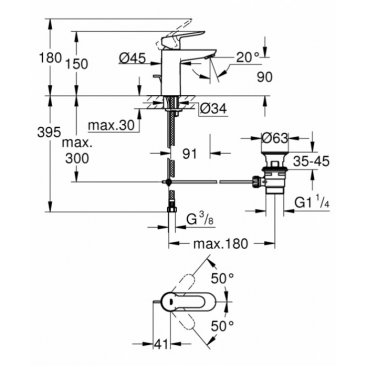 Смеситель для раковины Grohe BauEdge 23328000