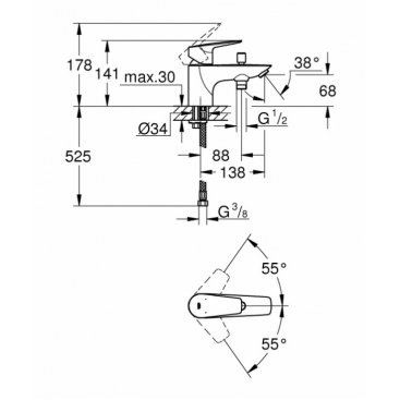 Смеситель для ванны Grohe BauEdge 23562001