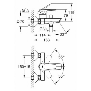 Смеситель для ванны Grohe BauEdge 23604001