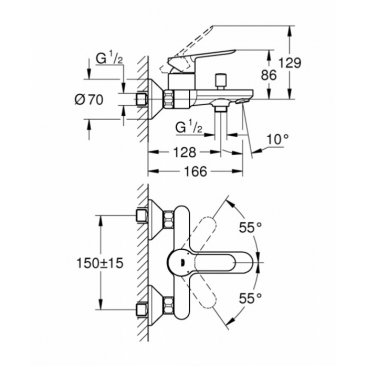 Смеситель для ванны Grohe BauEdge 23605000