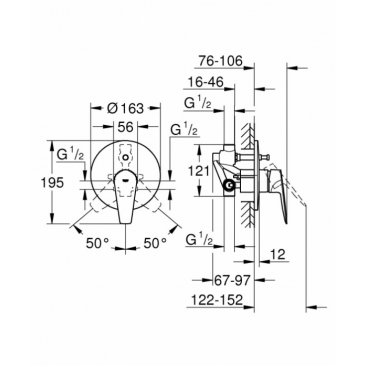 Смеситель для ванны Grohe BauEdge 29079001