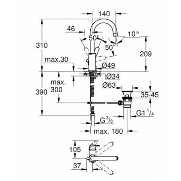 Смеситель для раковины Grohe BauFlow 23753000