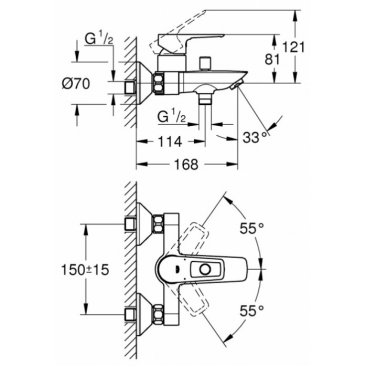 Смеситель для ванны Grohe BauLoop 23602001