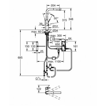 Смеситель для кухни Grohe Essence Foot Control 30311DC0