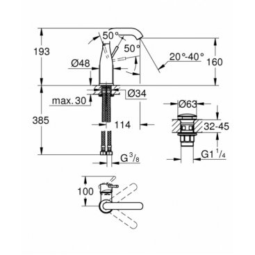 Смеситель для раковины Grohe Essence New 23798001