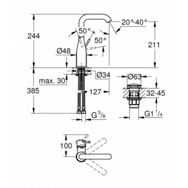 Смеситель для раковины Grohe Essence New 23799001