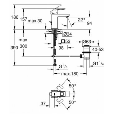 Смеситель для раковины Grohe Eurocube 23127000