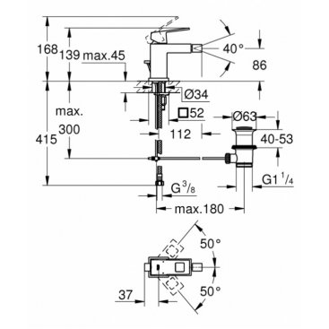 Смеситель для биде Grohe Eurocube 23138000