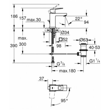 Смеситель для раковины Grohe Eurocube 2339000E