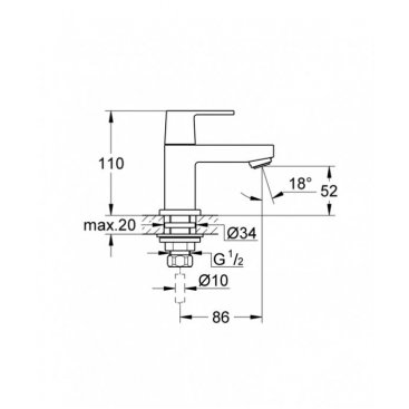 Кран для раковины Grohe Eurocube 23137000