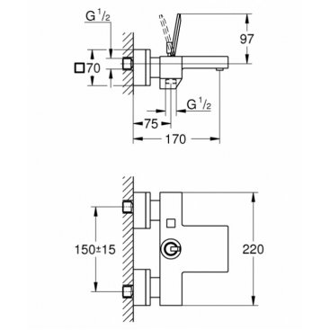 Смеситель для ванны Grohe Eurocube Joy 23666000