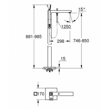 Смеситель для ванны напольный Grohe Eurocube Joy 23667001