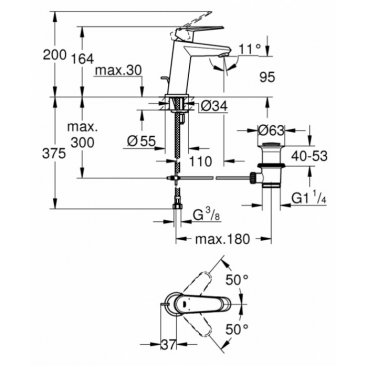 Смеситель для раковины Grohe Eurodisc Cosmopolitan 23049002