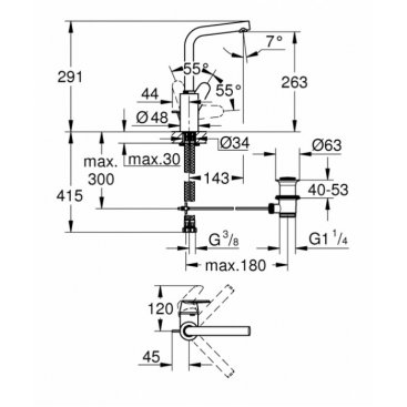 Смеситель для раковины Grohe Eurodisc Cosmopolitan 23054003