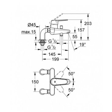 Смеситель на борт ванны Grohe Eurodisc Cosmopolitan 33392002