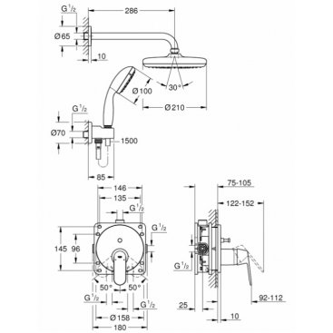 Душевая система Grohe Eurosmart Cosmopolitan 25219001