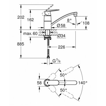 Смеситель для кухни Grohe Eurosmart Cosmopolitan 31170000