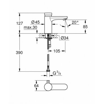 Смеситель для раковины Grohe Eurosmart Cosmopolitan T 36317000