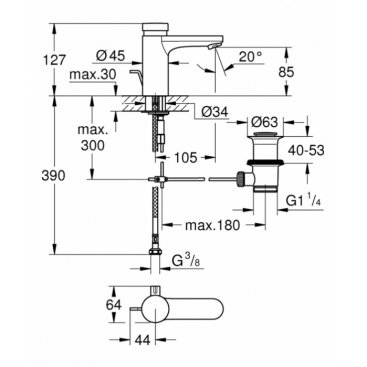 Смеситель для раковины Grohe Eurosmart Cosmopolitan T 36318000