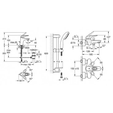 Комплект для ванны Grohe Eurostyle 124416