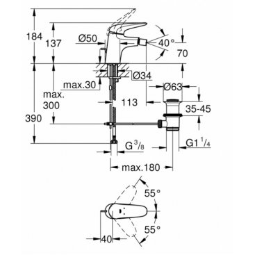 Смеситель для биде Grohe Eurostyle 23720003