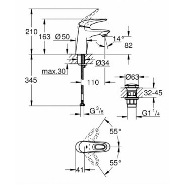 Смеситель для раковины Grohe Eurostyle 23929003