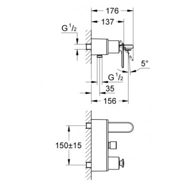 Смеситель для ванны Grohe Veris 32195000